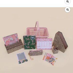Leopard Print & Checkered Desk Organizer Set